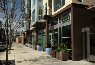 Detail of live-work units at 200 Second Street in Oakland, California.