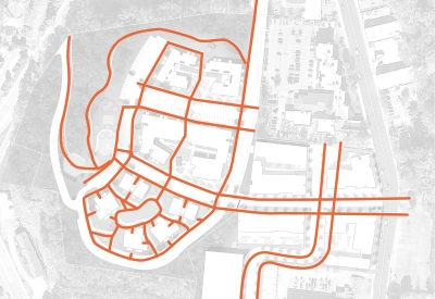 Pedestrian and bike diagram of Lee Walker Heights in Asheville, North Carolina.
