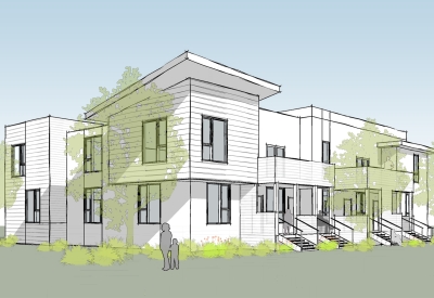 Rendering of exterior view of Lee Walker Heights in Asheville, North Carolina.