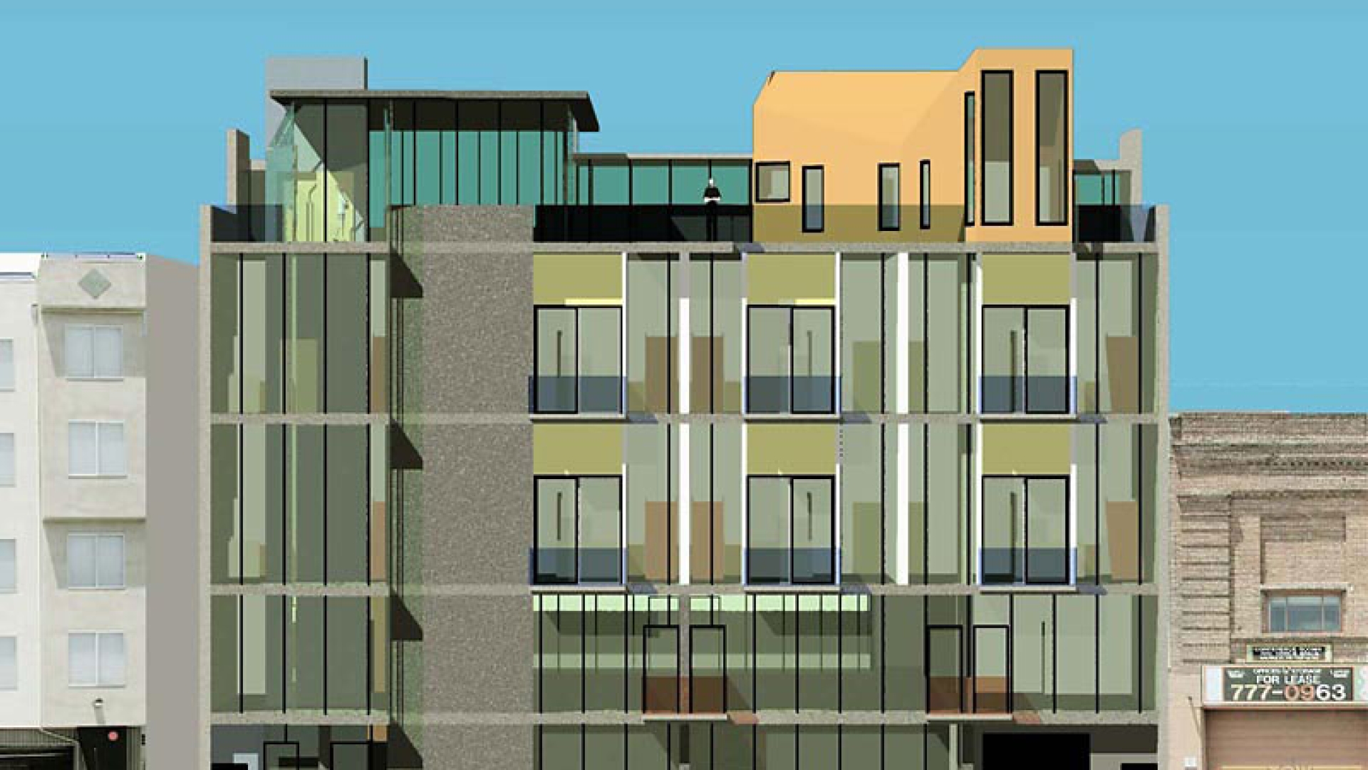 Exterior rendering of the elevation on Townsend Street for  370 Townsend Street.