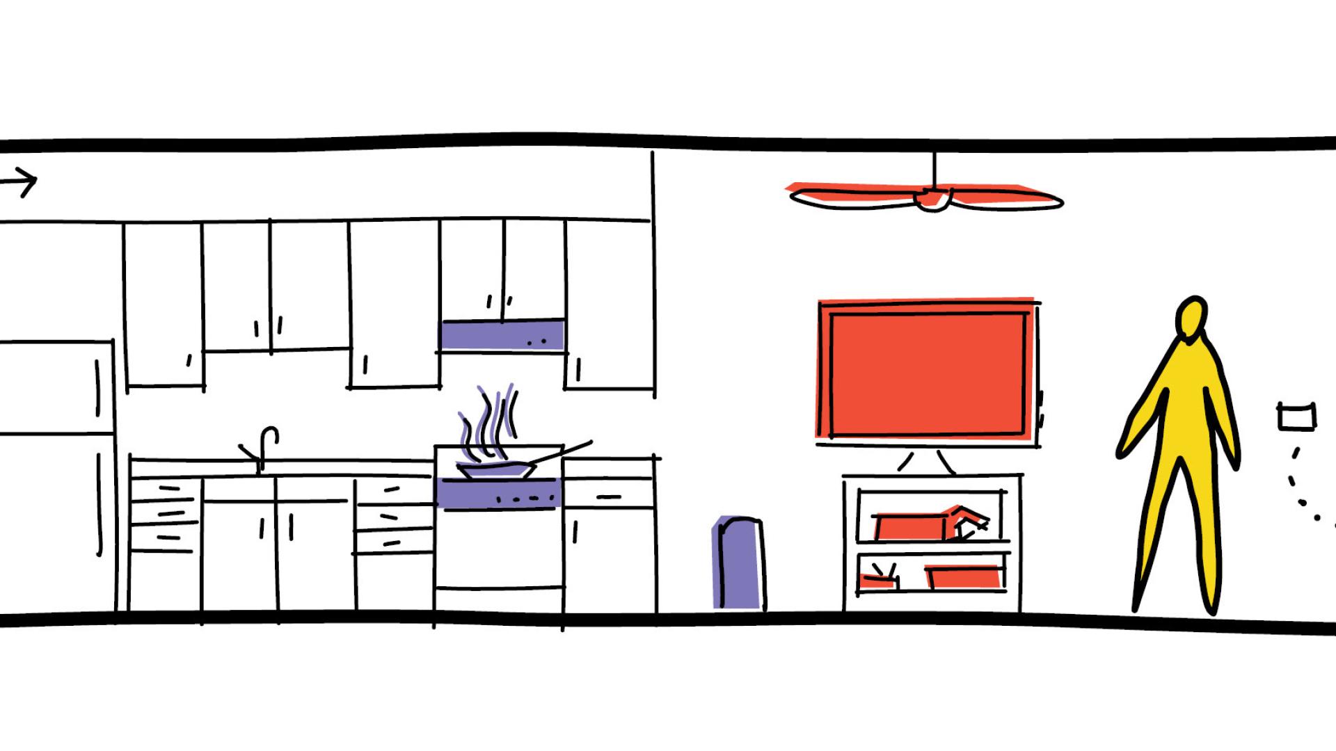Illustration of apartment features for fire-season safety