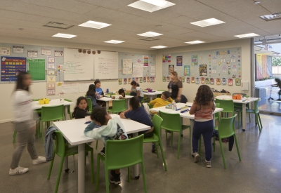 Children learning center inside Edwina Benner Plaza in Sunnyvale, Ca.