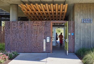 Exterior view of the entry to Blue Oak Landing in Vallejo, California.