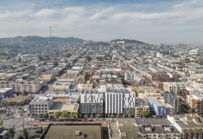 Aerial of La Fenix in San Francisco.