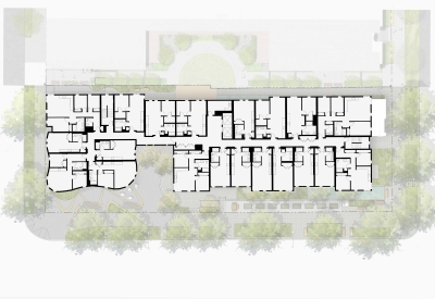 Upper floor plan for Africatown Plaza in Seattle, Washington.