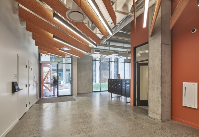 Interior view of the lobby at Amani and Nia at Sunnydale.
