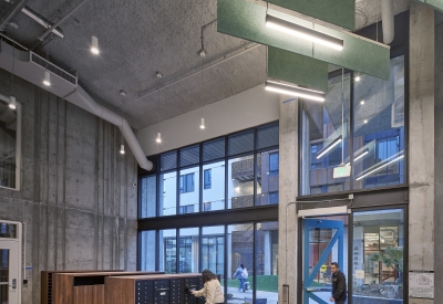 Interior view of the lobby at Amani and Nia at Sunnydale.