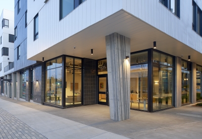 Exterior view of the retail at Amani and Nia at Sunnydale.