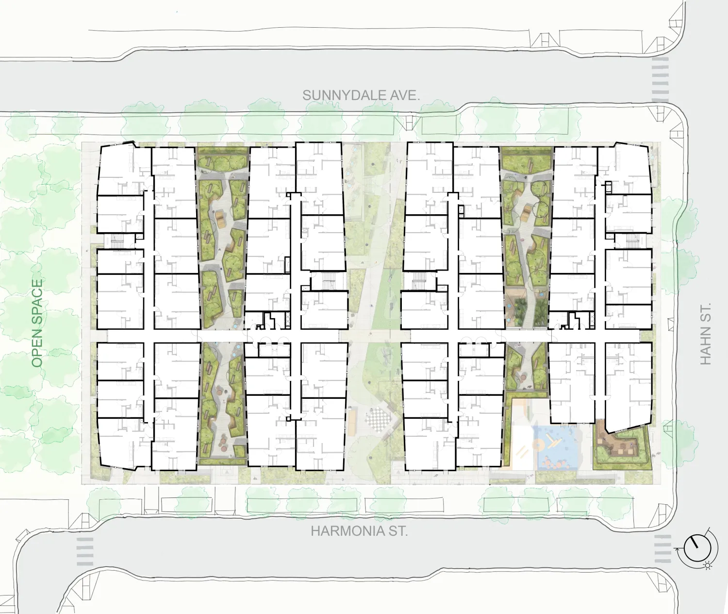 Upper level site plan for Sunnydale Block 3 in San Francisco.