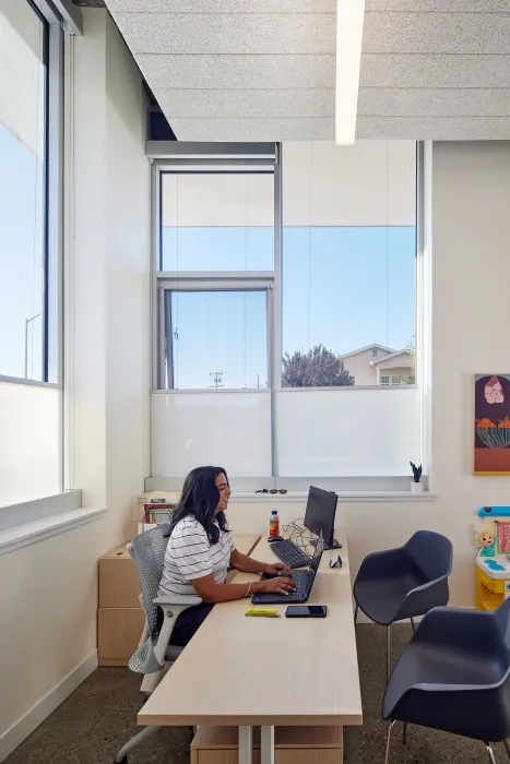 Community services inside Coliseum Place in Oakland, California.