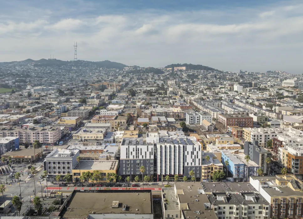 Aerial of La Fenix in San Francisco.
