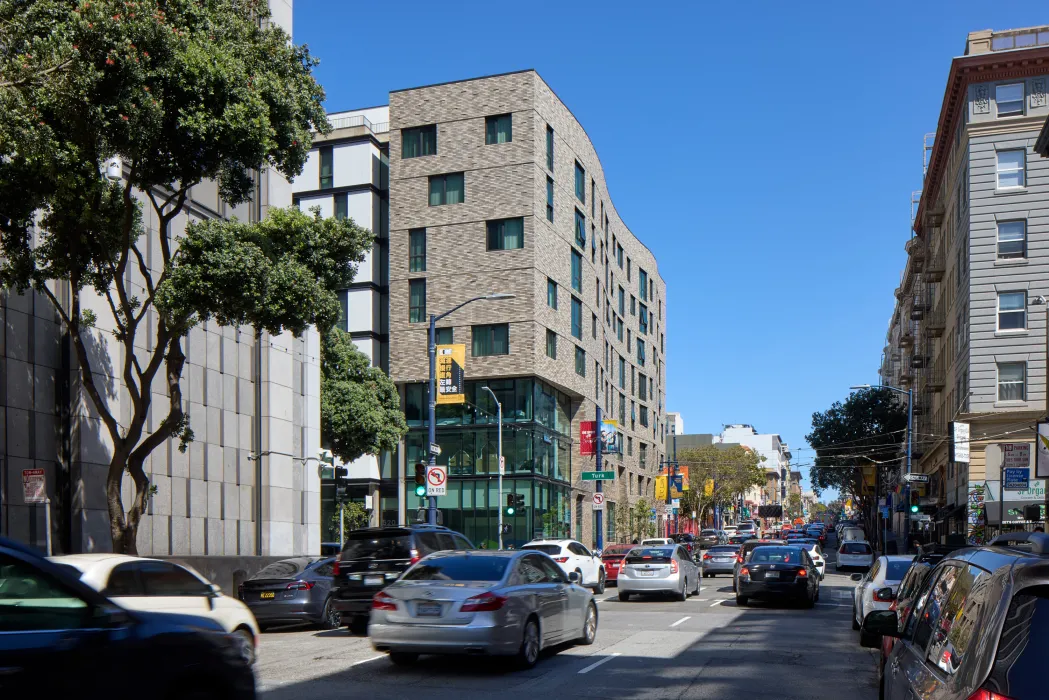 Exterior view of 555 Larkin in San Francisco.