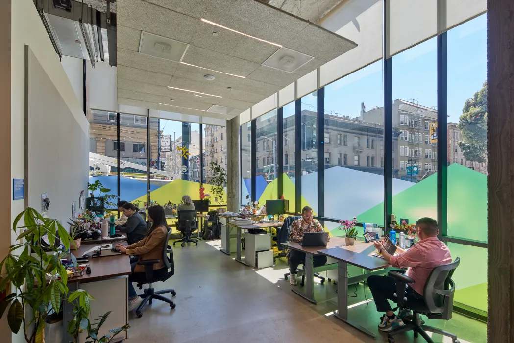 Interior view of the senior center retail space at 555 Larkin in San Francisco.