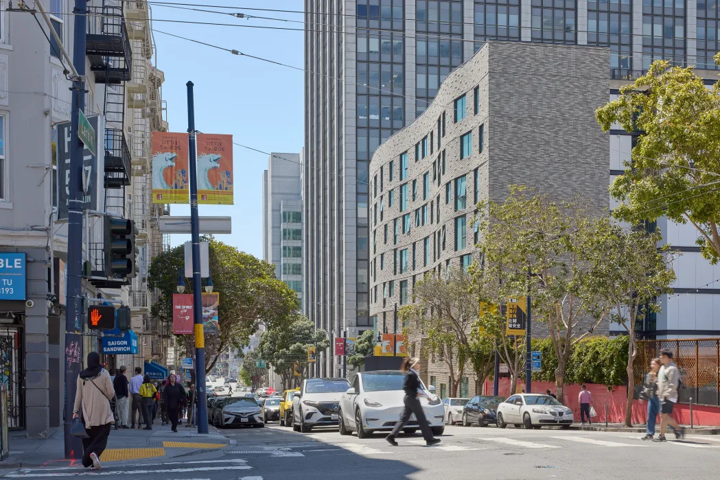 Exterior view of 555 Larkin in San Francisco.