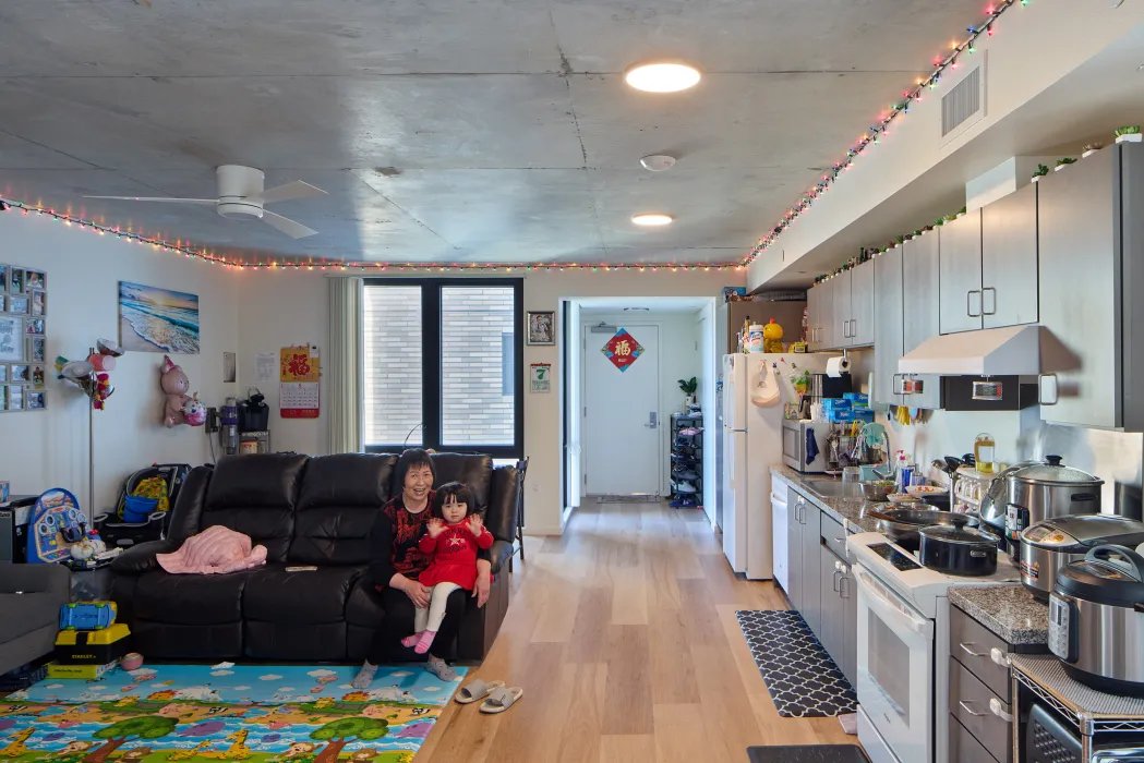 Interior view of a unit at 555 Larkin in San Francisco.