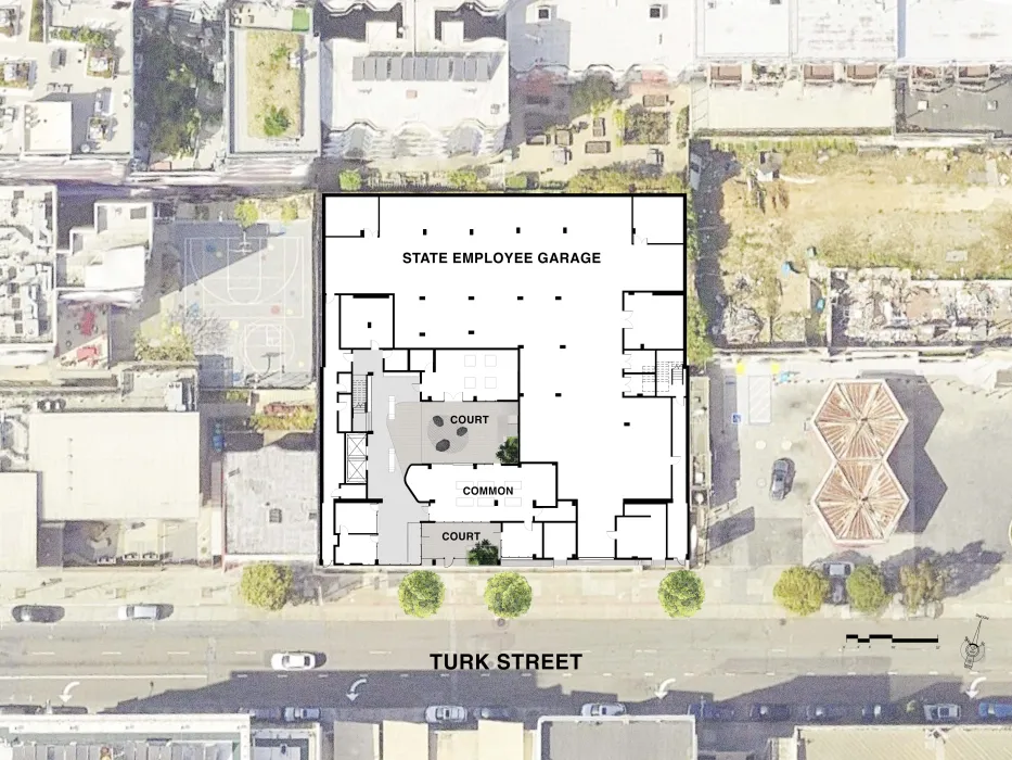 Level one site plan for 850 Turk.