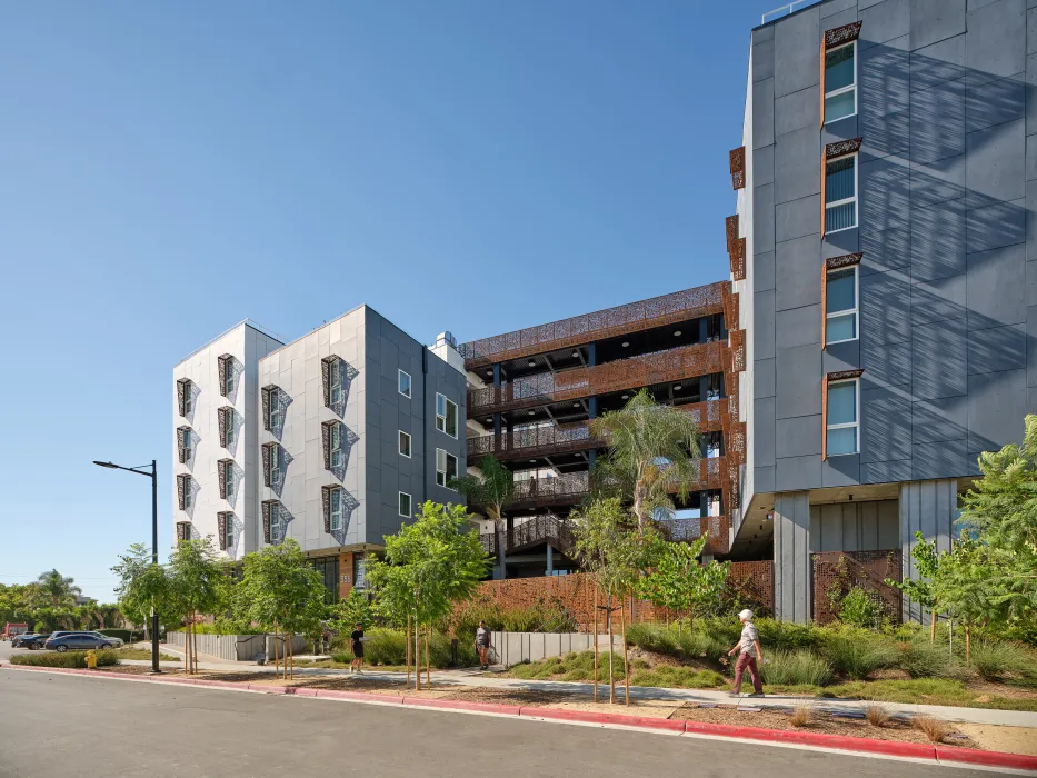 Exterior street view of Sango Court.