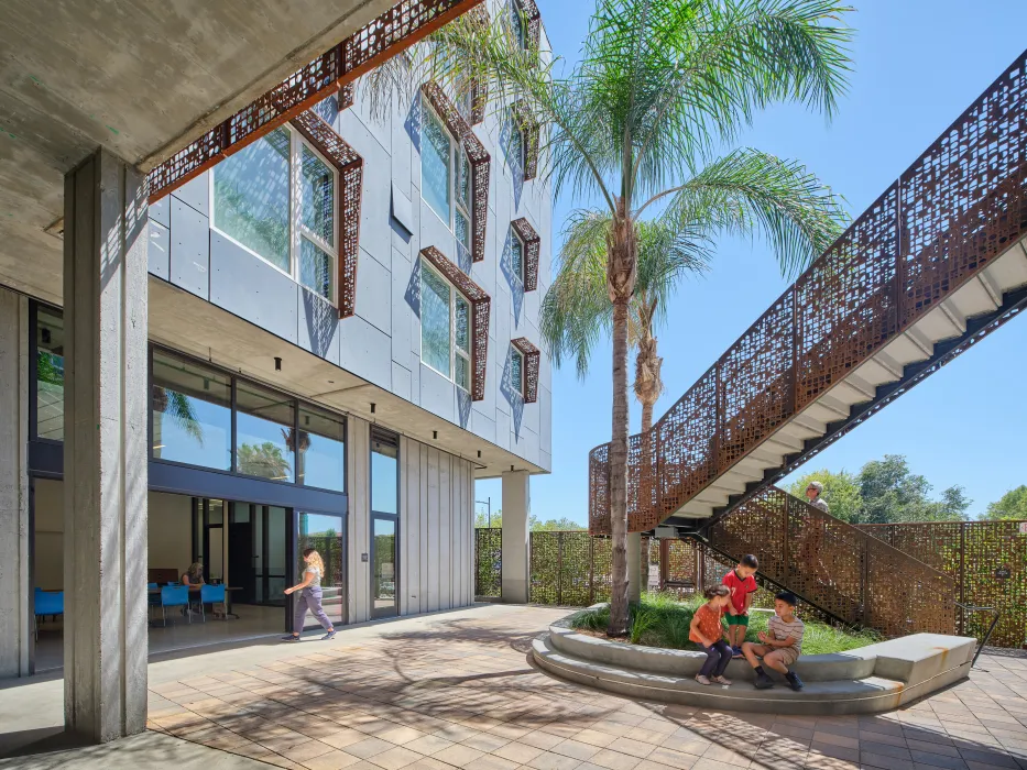 Entry courtyard at Sango Court.