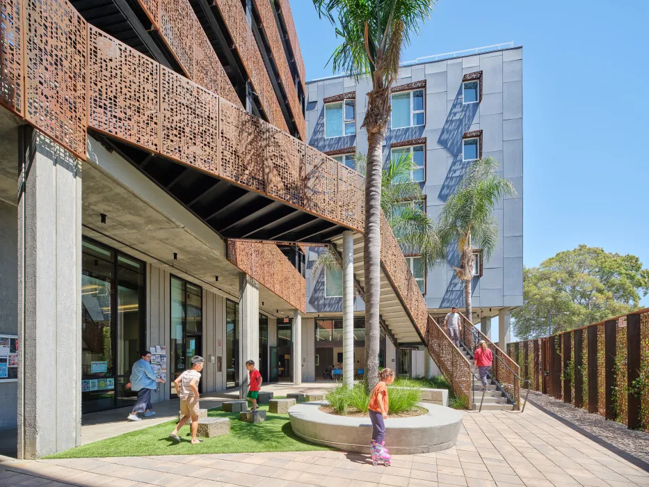 Entry courtyard at Sango Court.