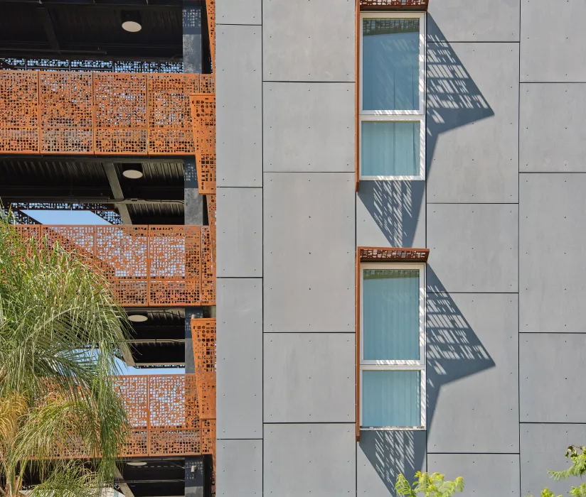 Detail of corten steel open-air bridges 