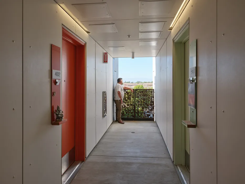 Residential hallway at Sango Court.