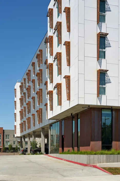 Exterior street view of Sango Court.