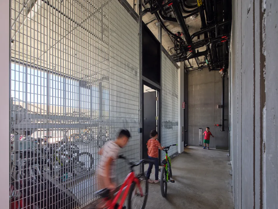 Secured bike parking at Sango Court.