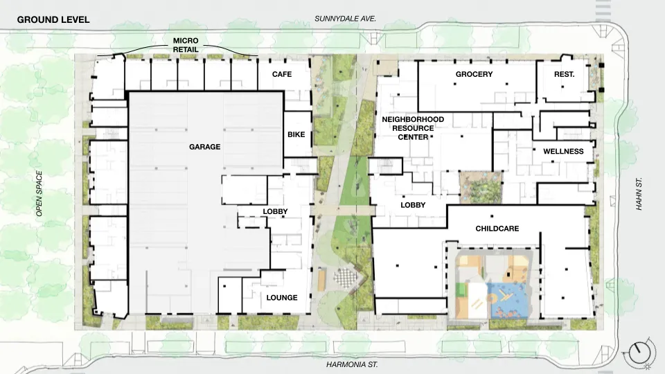 level one site plan for Sunnydale Block 3 in San Francisco.