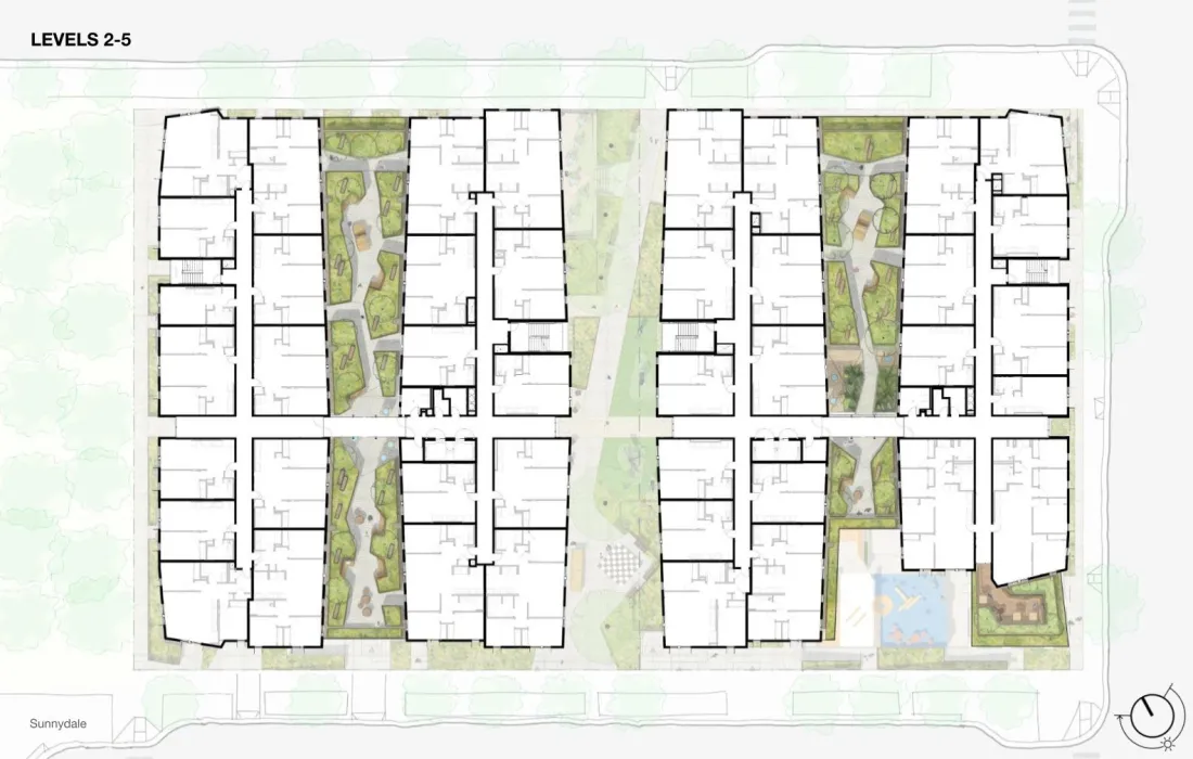 Upper level site plan for Sunnydale Block 3 in San Francisco.