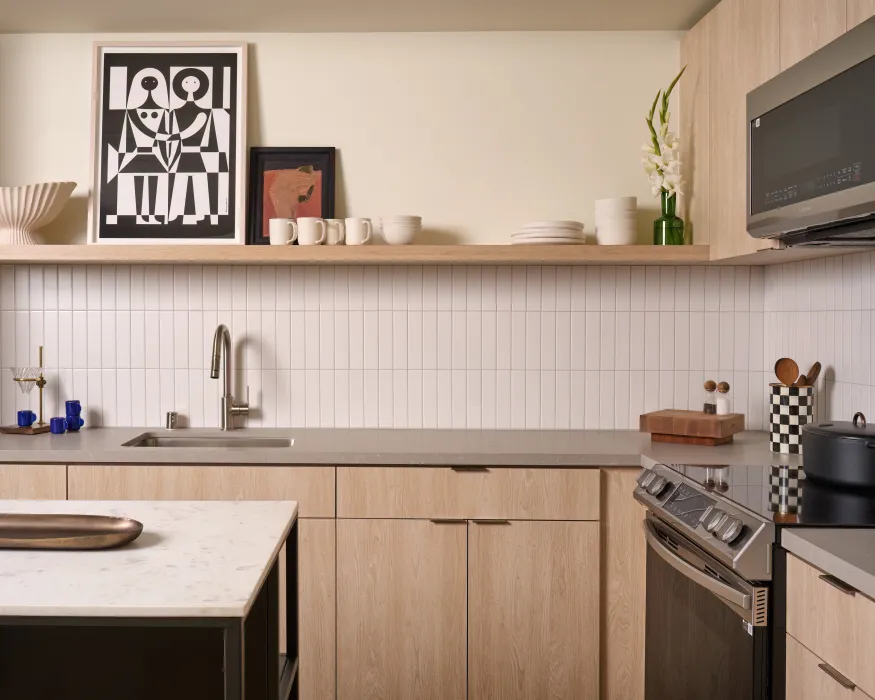 Resident kitchen at Isle House on Treasure Island in San Francisco.