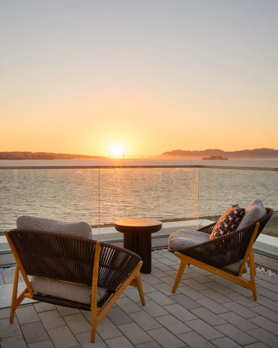 Resident roof deck at Isle House on Treasure Island in San Francisco.