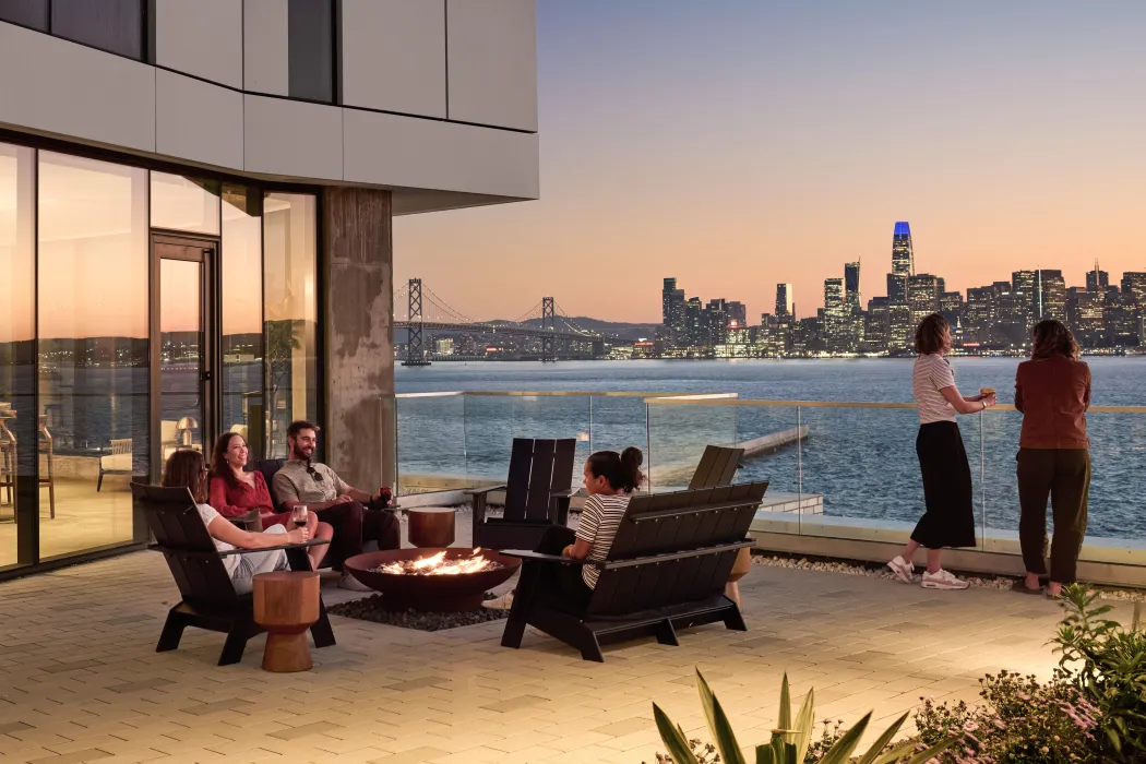 Resident roof deck at Isle House on Treasure Island in San Francisco.