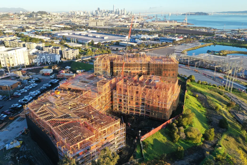 Aerial view of construction of Hunters View Phase 3